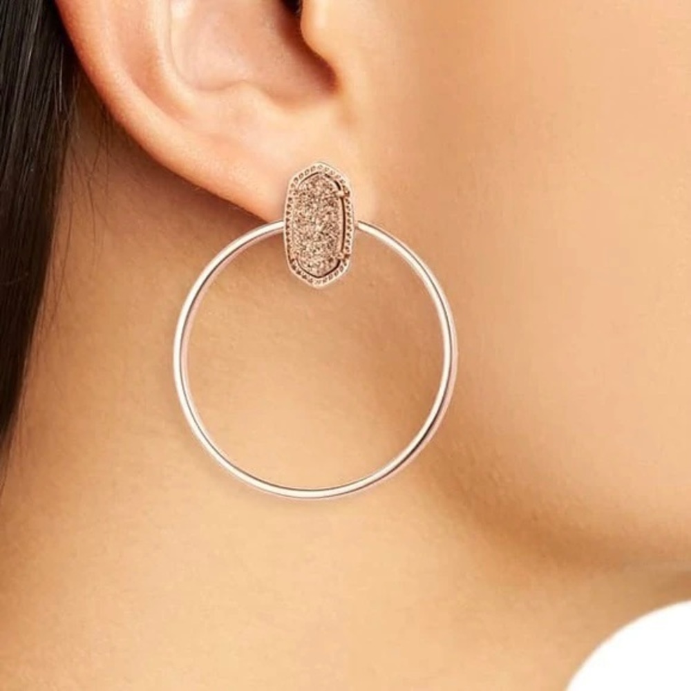 NWOT Kendra Scott Mayra Rose Gold Drusy Hoop Earrings